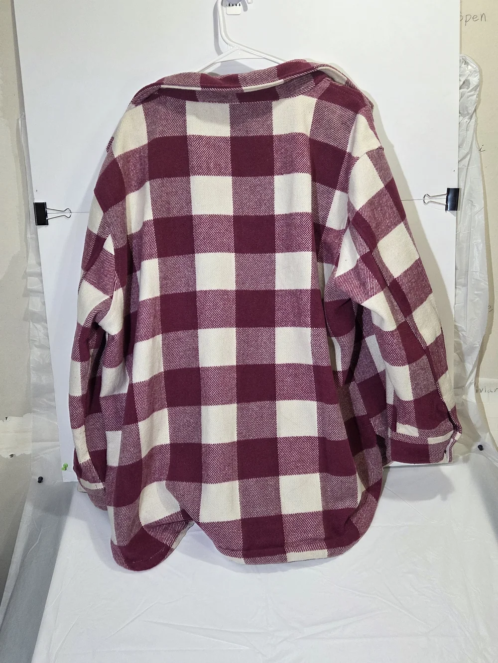 Plaid Utility Jacket in Burgundy & Cream
